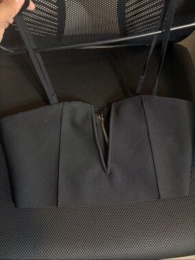 Black V-Notch Bustier Crop Top